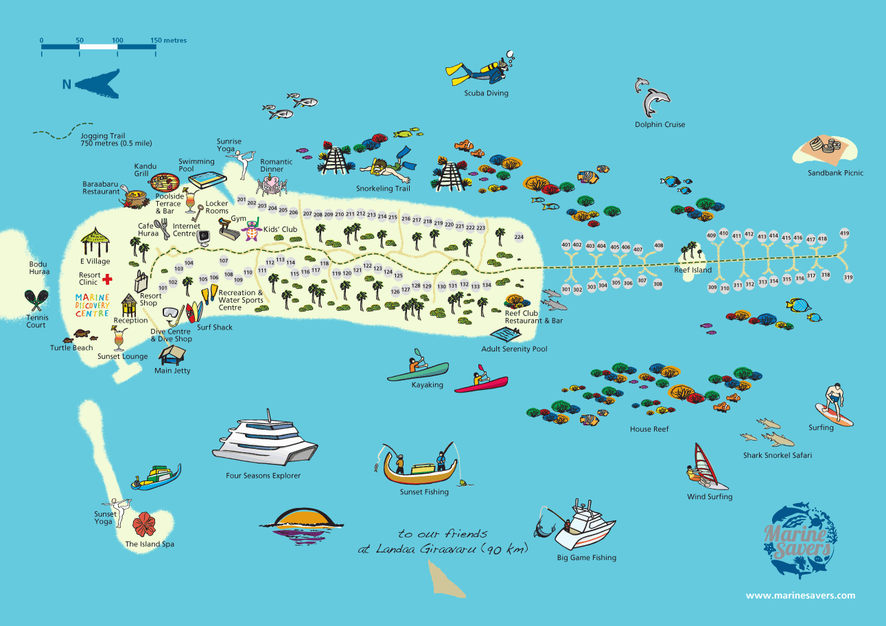 Maldives Resort Map Four Seasons Resort Maldives at Kuda Huraa