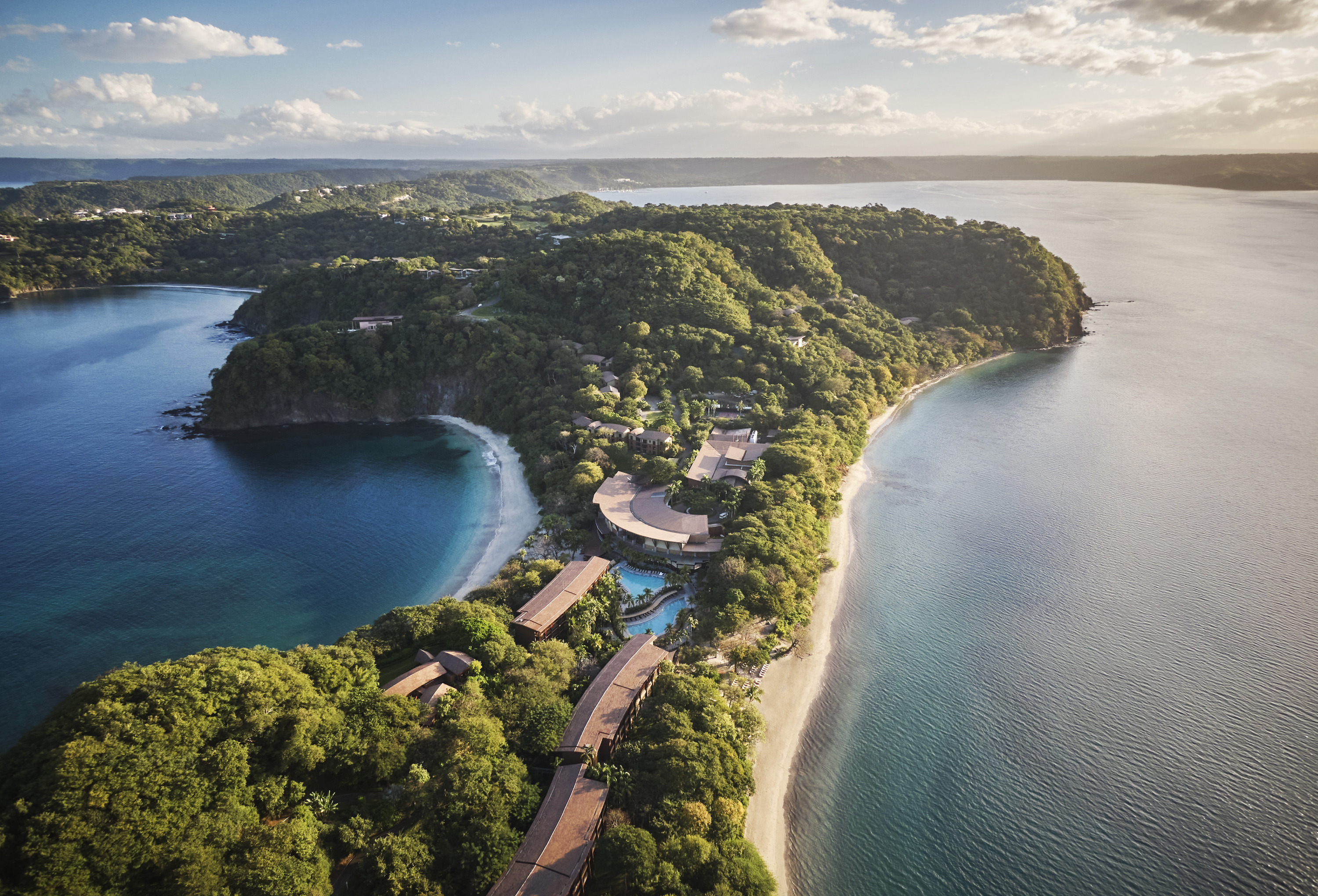 Aerial view of Four Seasons Resort Peninsula Papagayo with lush greenery and ocean access