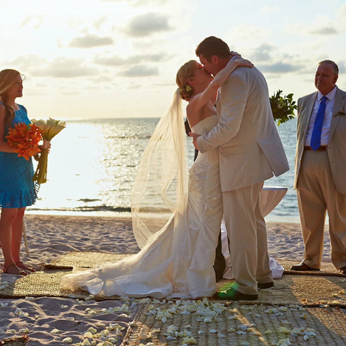 Punta Mita Beach Wedding Four Seasons Resort Christine And Nick Share Their First Kiss As Husband Wife Against The Beautiful Backdrop Of