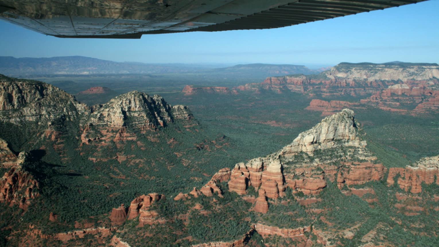 Aerial view of Sonoran Desert mountains, canyons