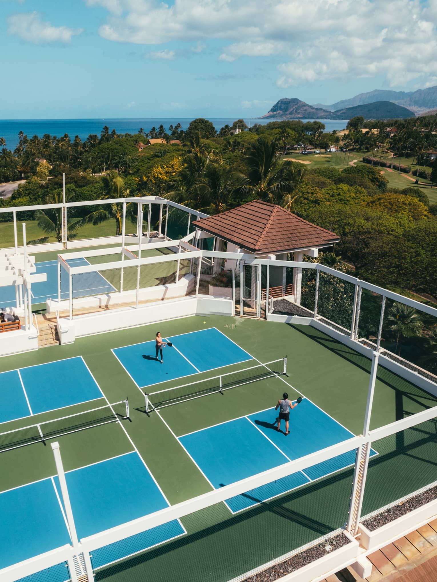 An aerial view of the Resort's four pickleball courts