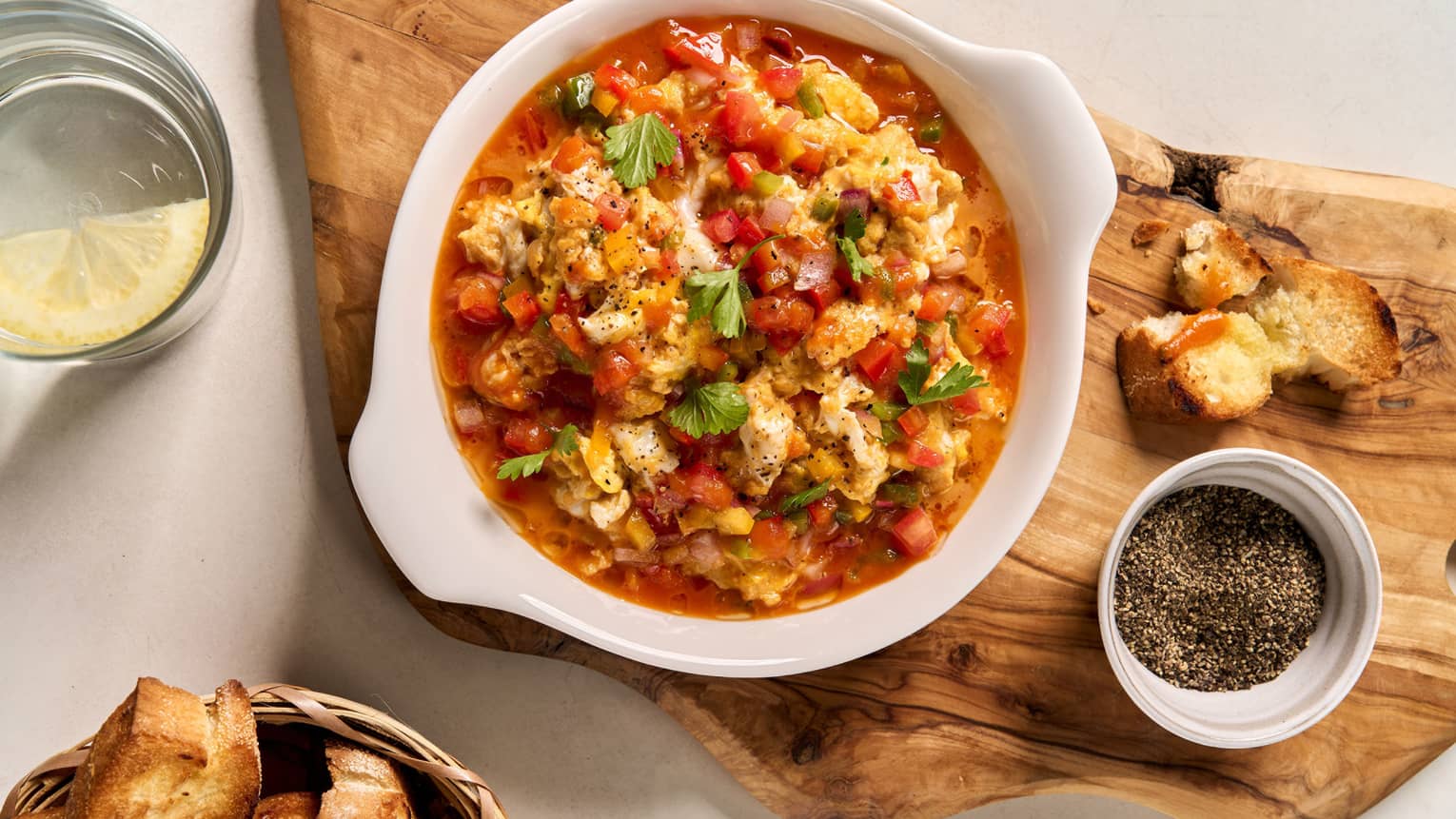 Shakshuka with Two Free-Range Eggs, Roma Tomato, Capsicum