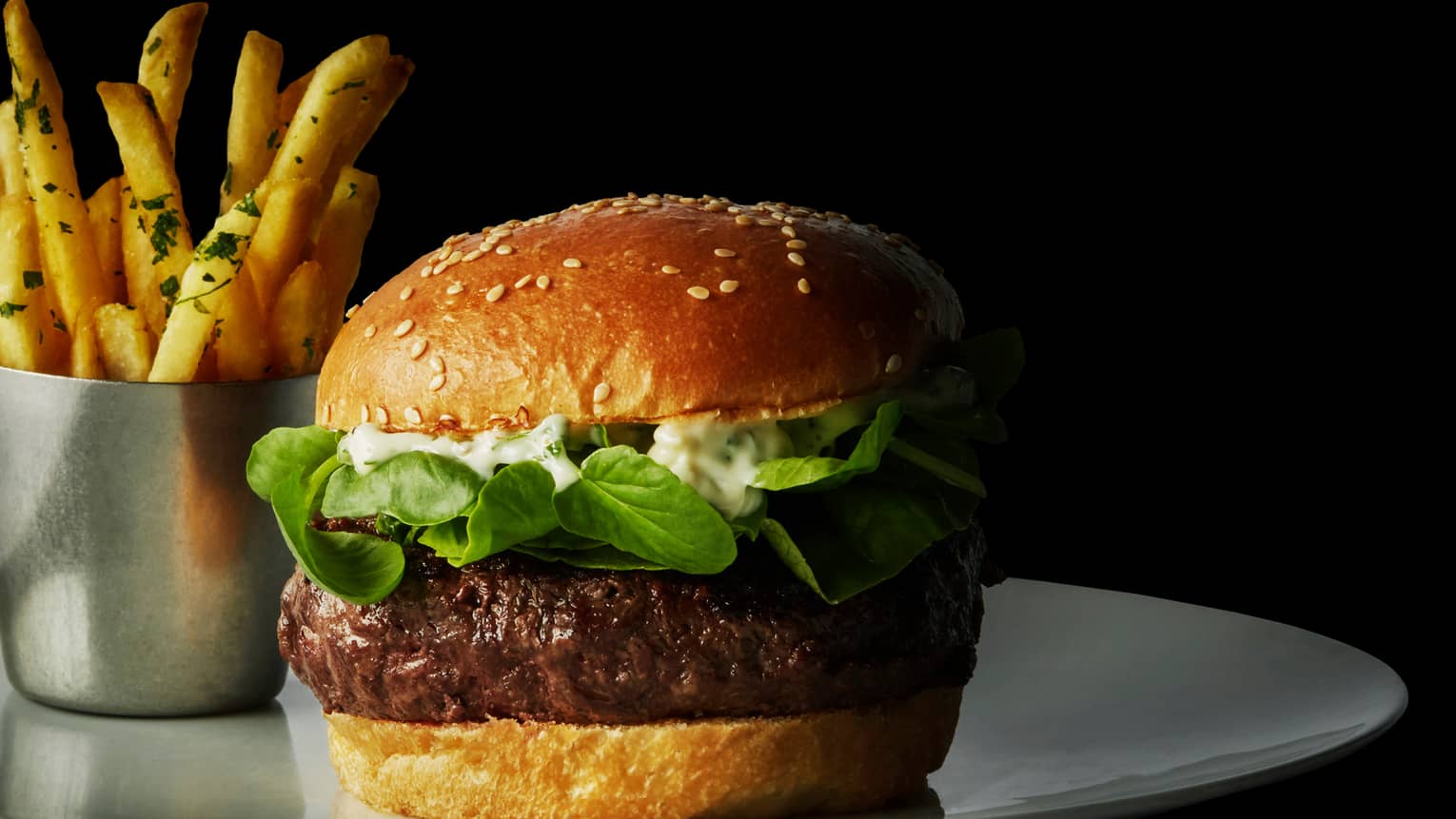 Bourbon Restaurant Berbere-Spiced Lamb Burger on thick egg bun
