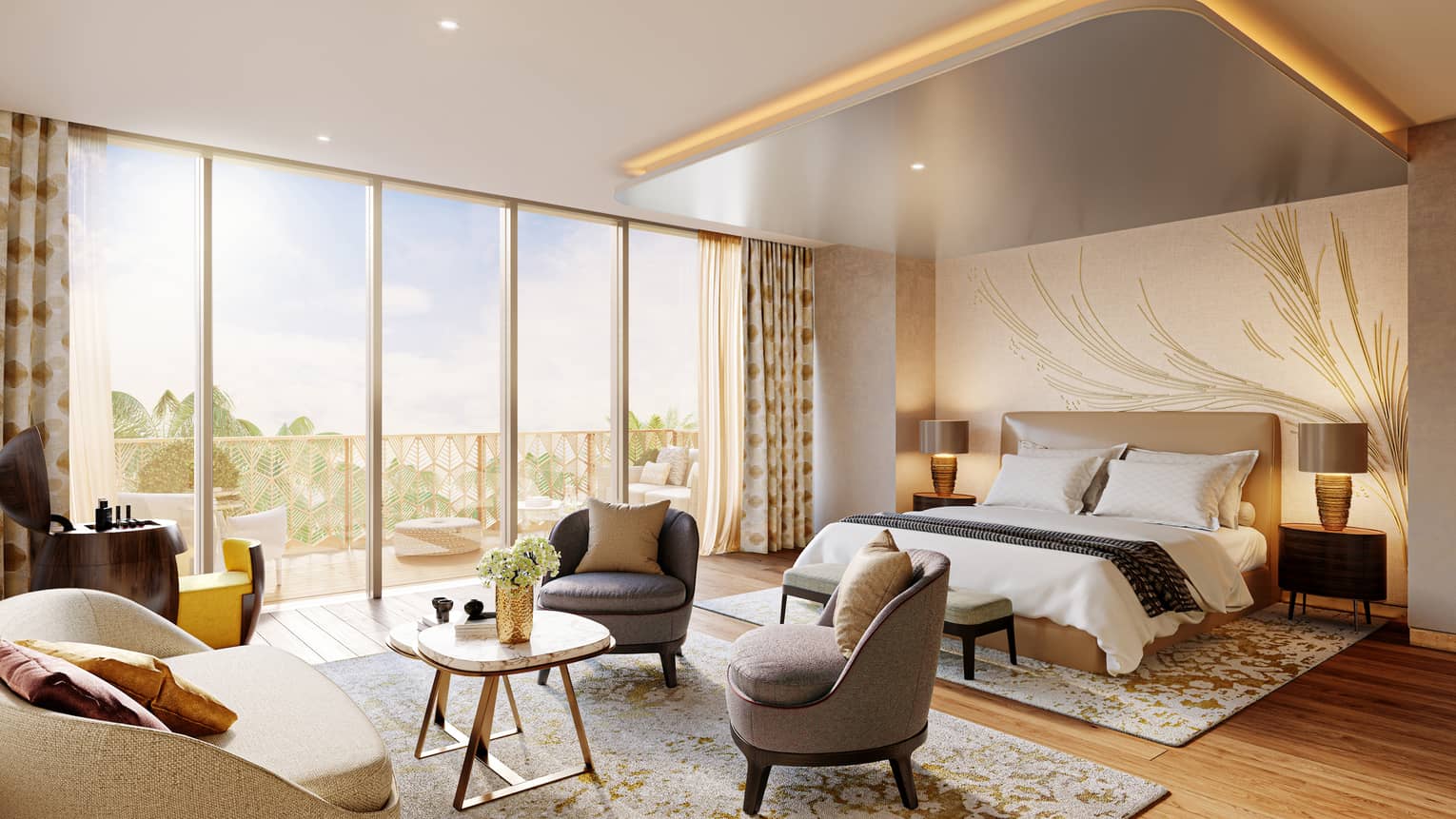 Rendering of bedroom and sitting area