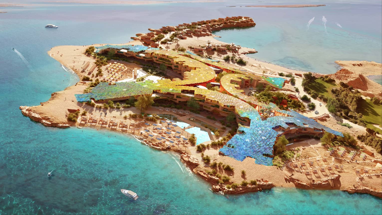 Rendering of aerial view of the resort