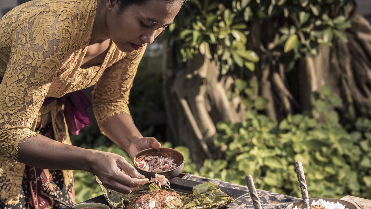 Pepes Ikan is delicately prepared at the Jala restaurant in Bali