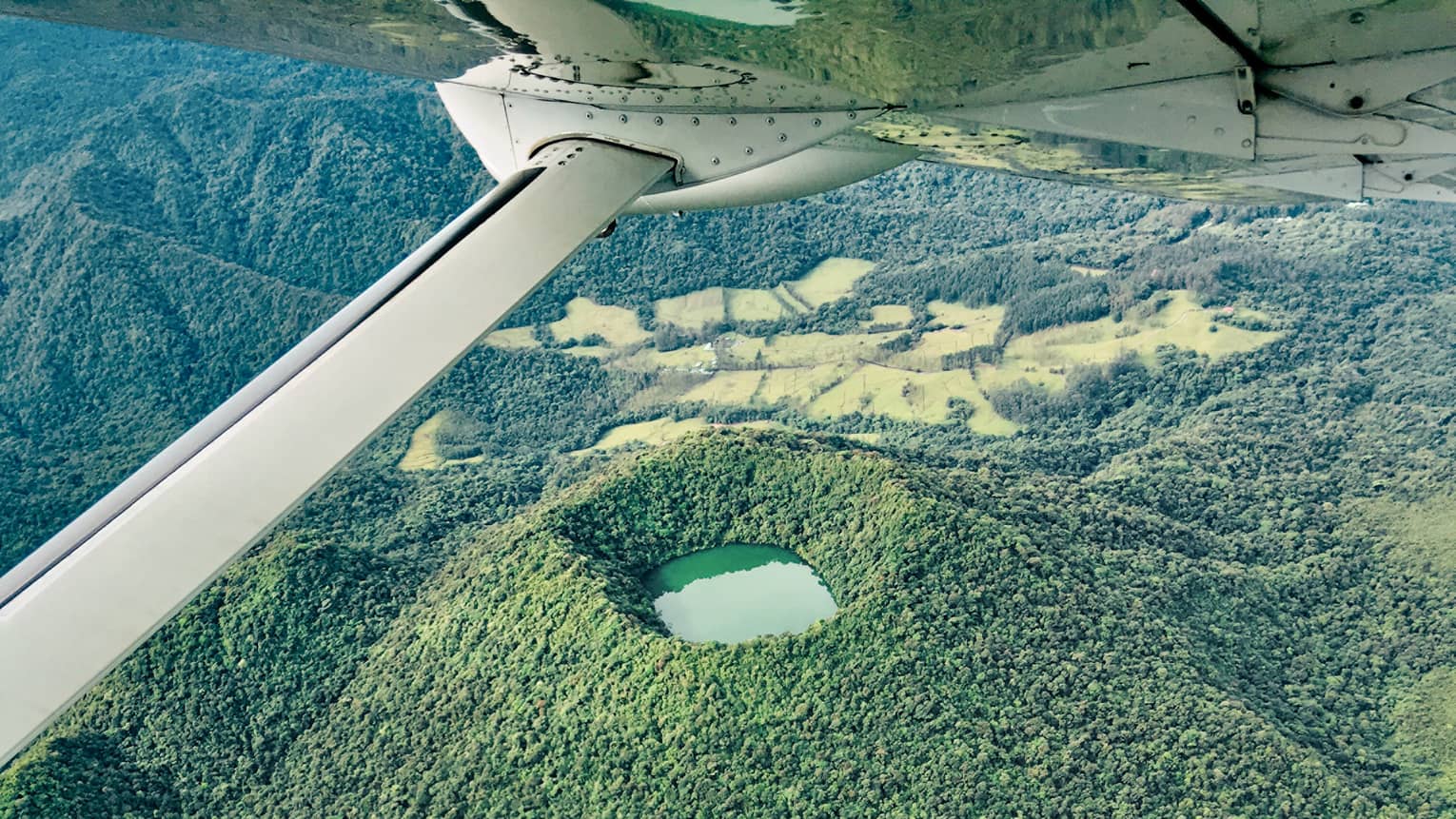 Aerial view of Costa Rican volcanic mountains