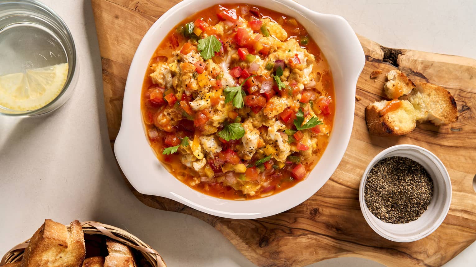 Shakshuka with Two Free-Range Eggs, Roma Tomato, Capsicum