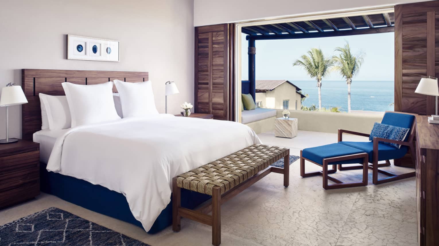 Bedroom with king bed, walk-out ocean-view terrace