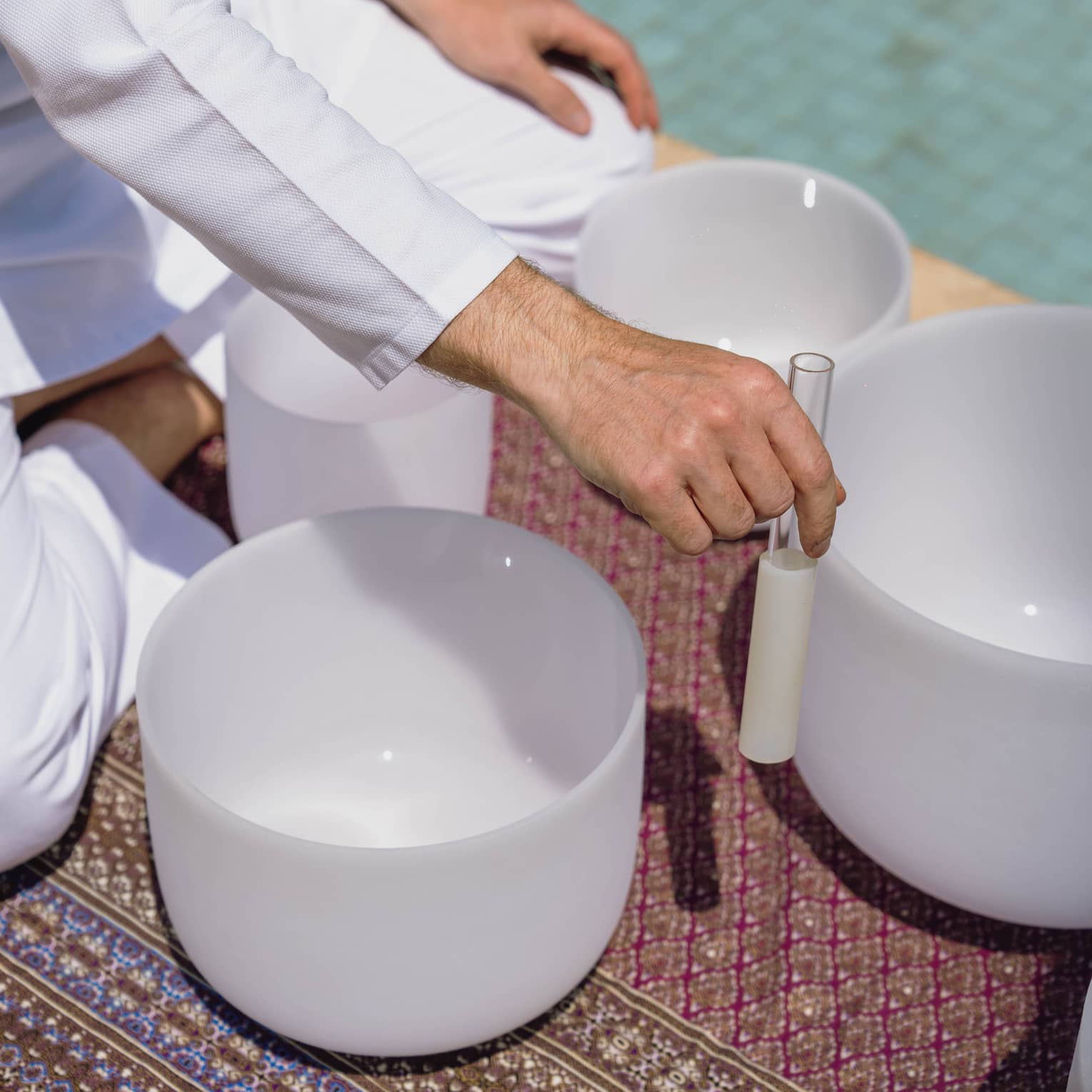 Poolside sound healing experience