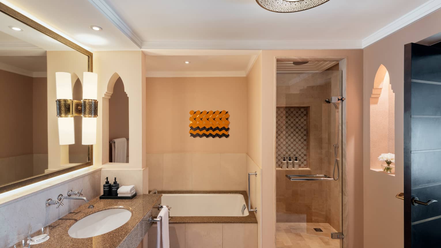 Bathroom with separate tub and walk-in shower
