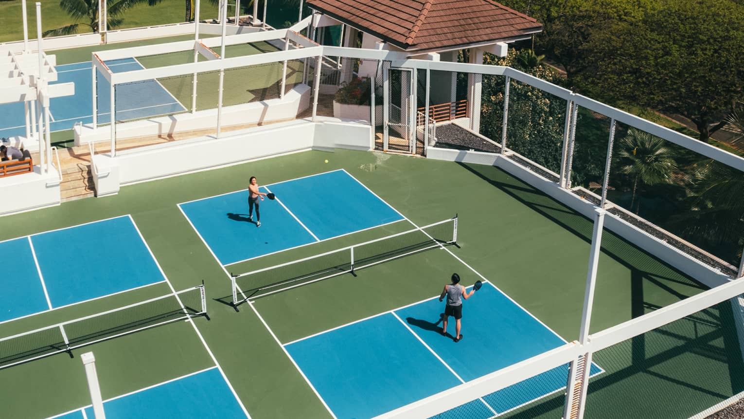 An aerial view of the Resort's four pickleball courts