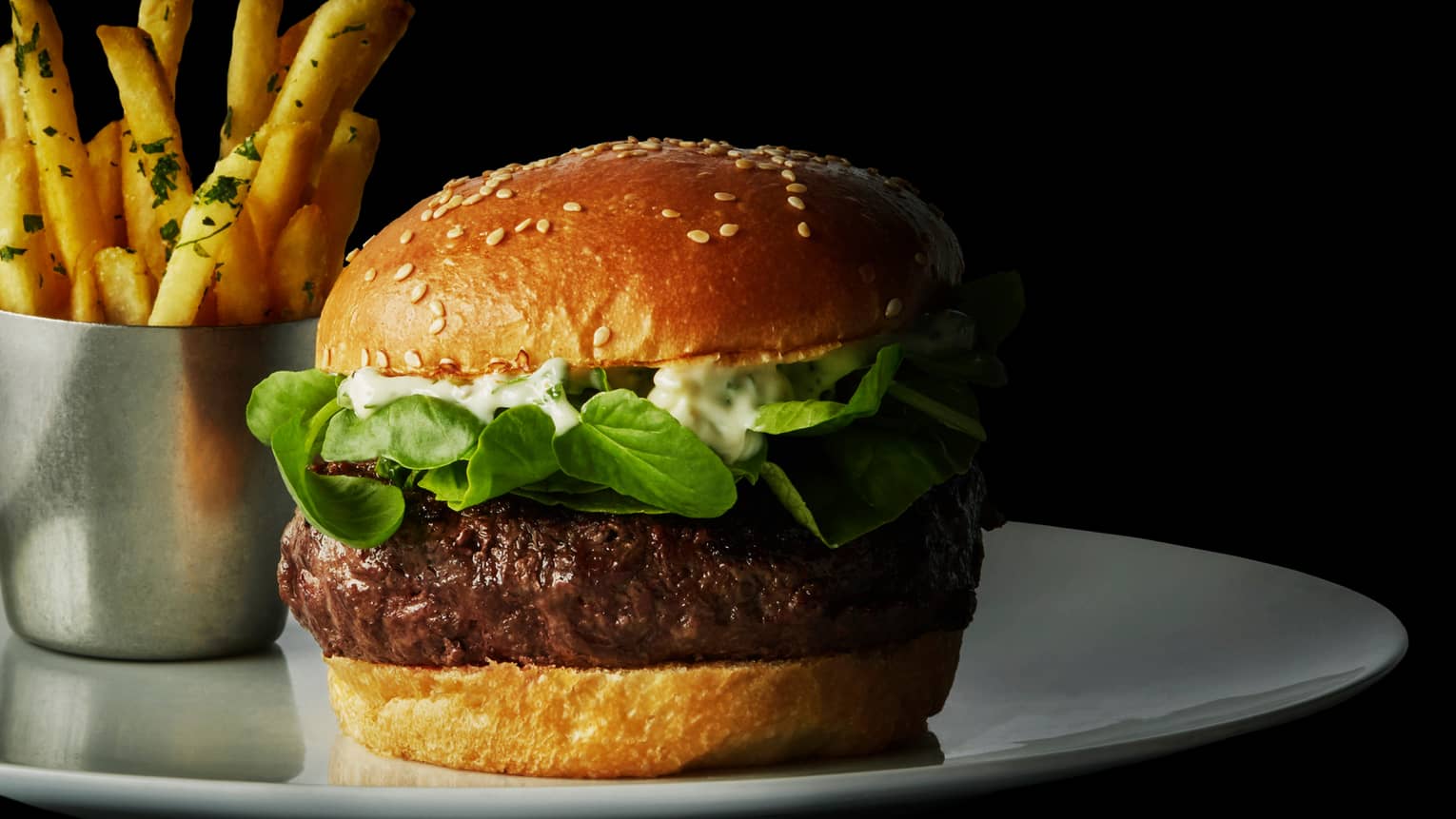 Bourbon Restaurant Berbere-Spiced Lamb Burger on thick egg bun
