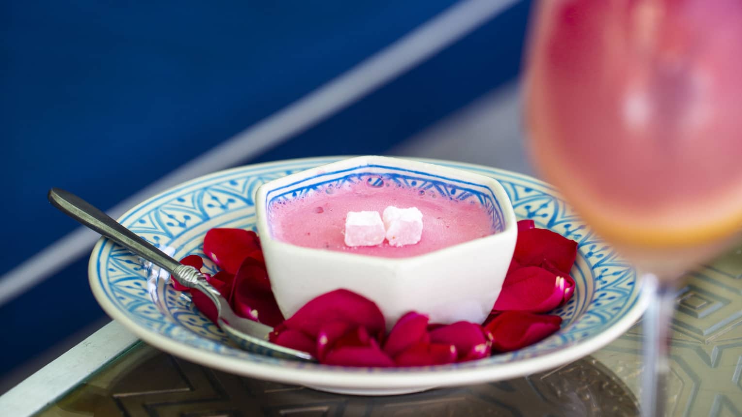 A colorful dish sits on a table at Al Barakat