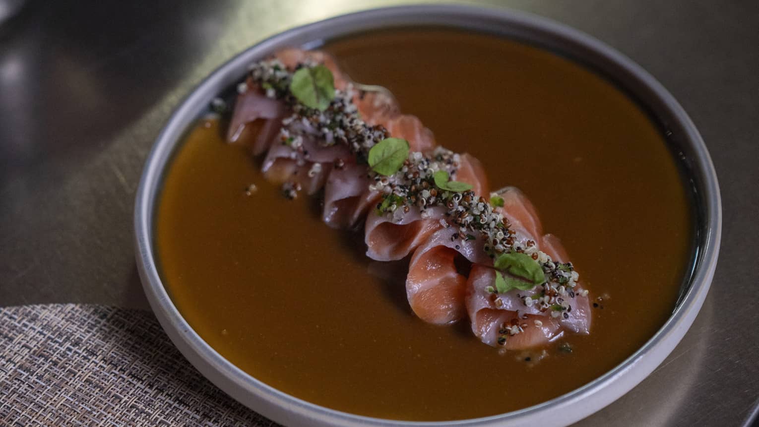 Salmon Tataki with Karashi Mustard Miso