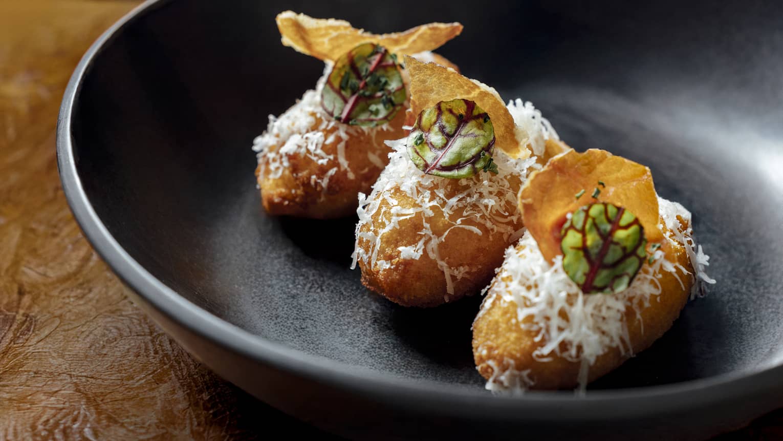 Plate of croquettes with garnishes