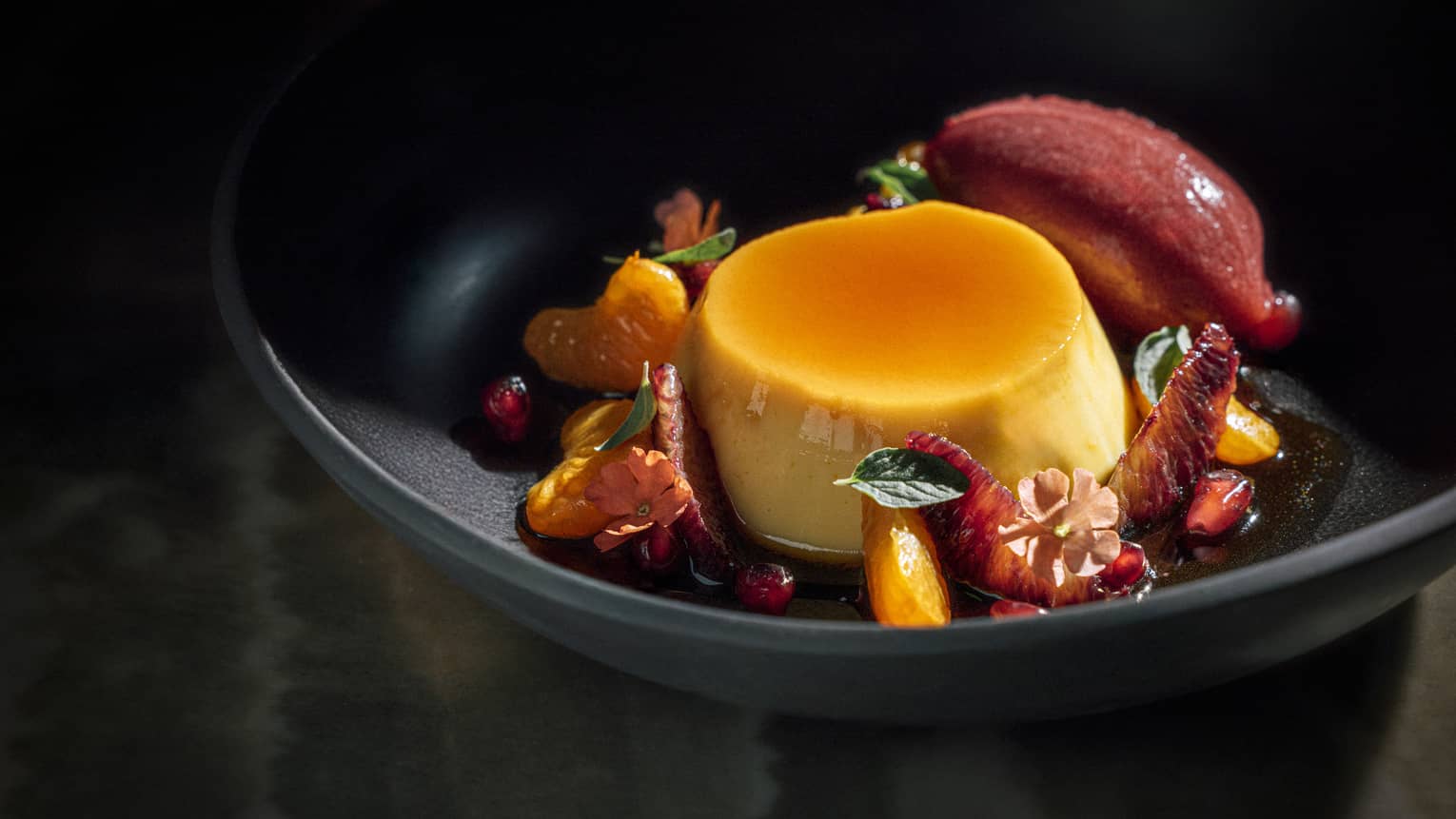 Panna cotta and citrus fruit