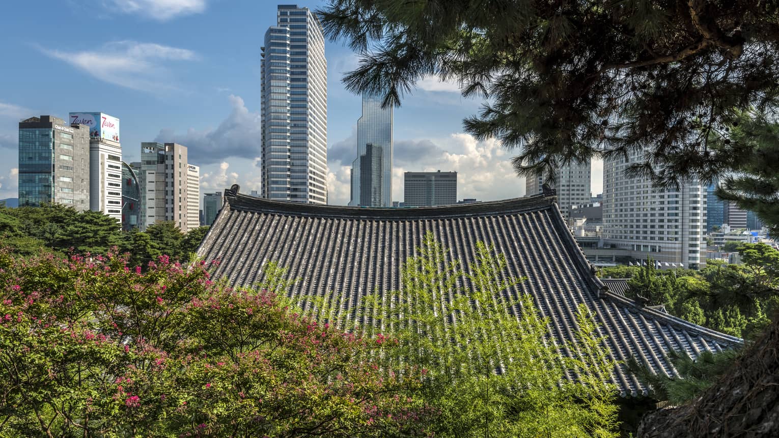 Bongeunsa Temple Gangnam and Seoul skyline