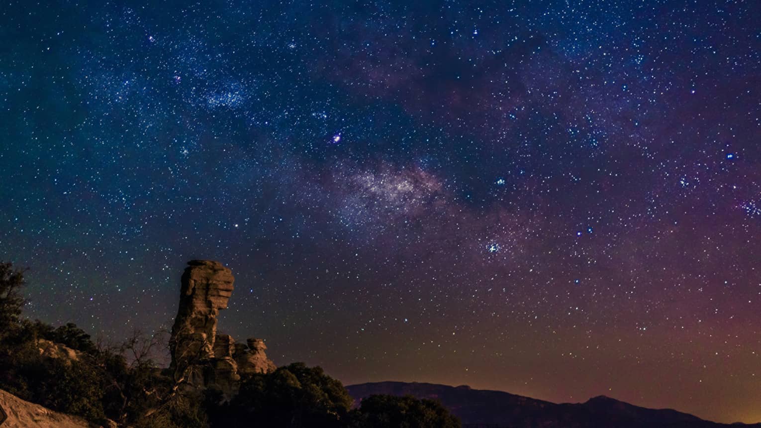 Clear, starry night sky over desert
