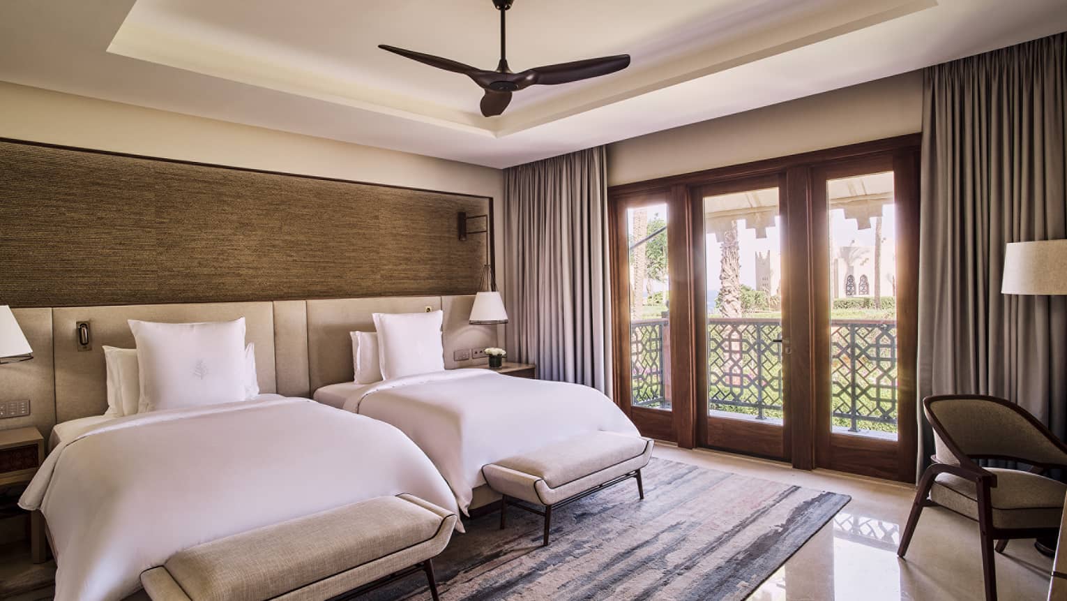 Luxury bedroom with two beds
