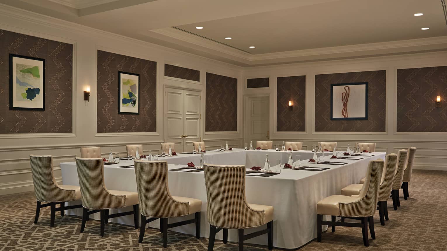 Desert Willow Room with modular meeting table, upholstered chairs