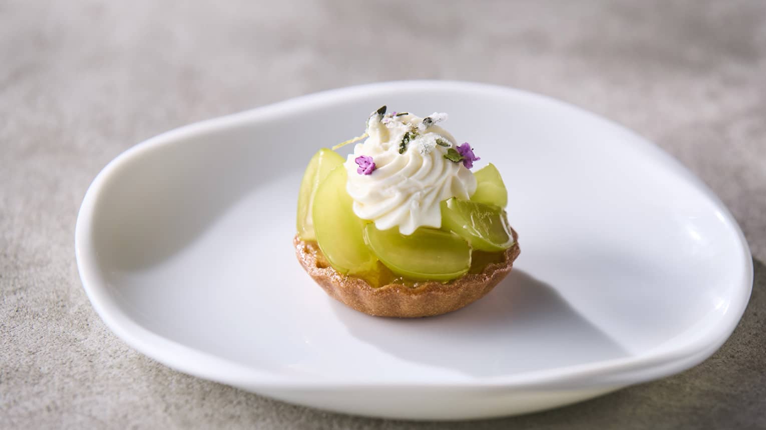 Shine Muscat Tart on white plate