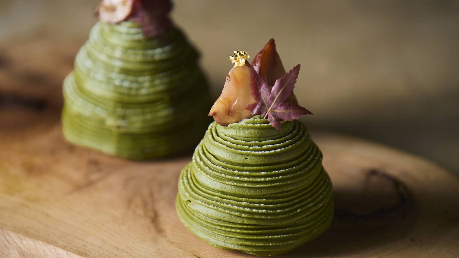 Autumn pastry on wooden platter