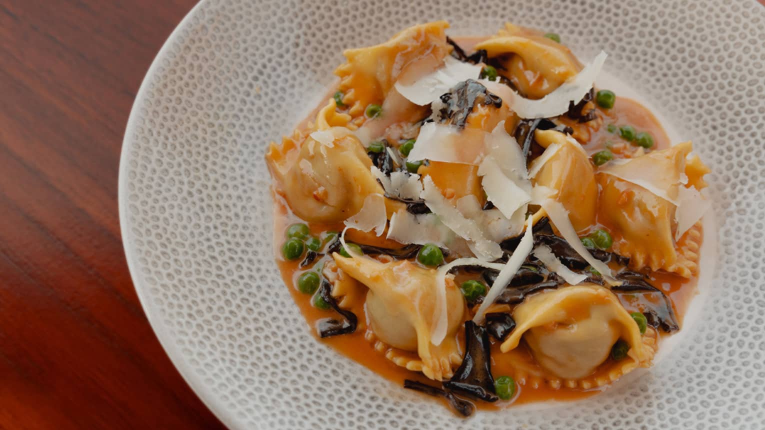 Kahua Ranch Lamb Agnolotti with Hawaii Gold Parmesan and Hawaii Island Mushrooms