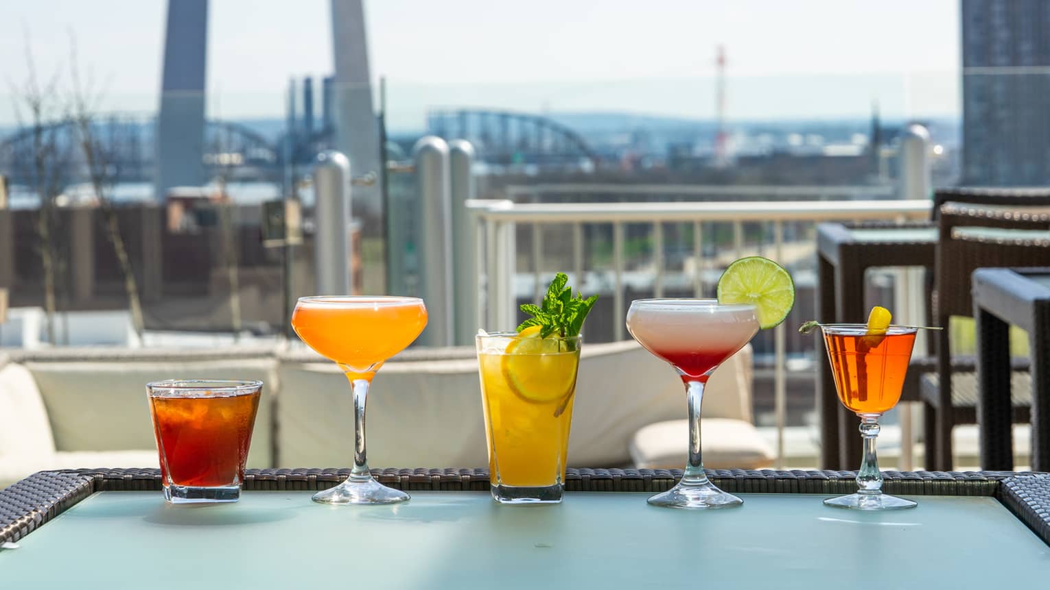 Cocktail on a table outside.