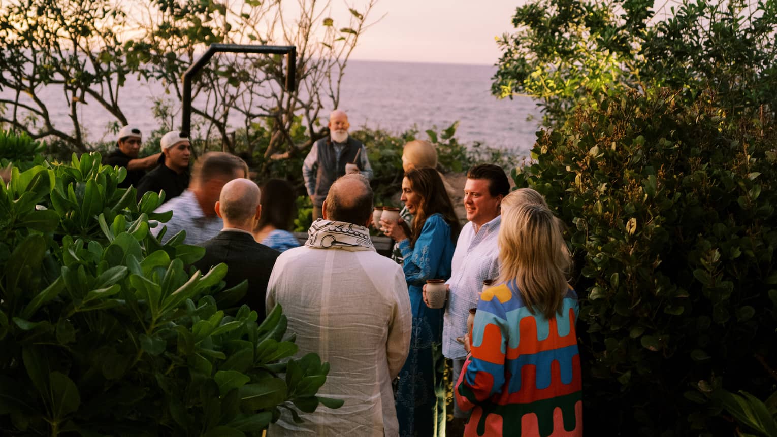 Guests mingling outside