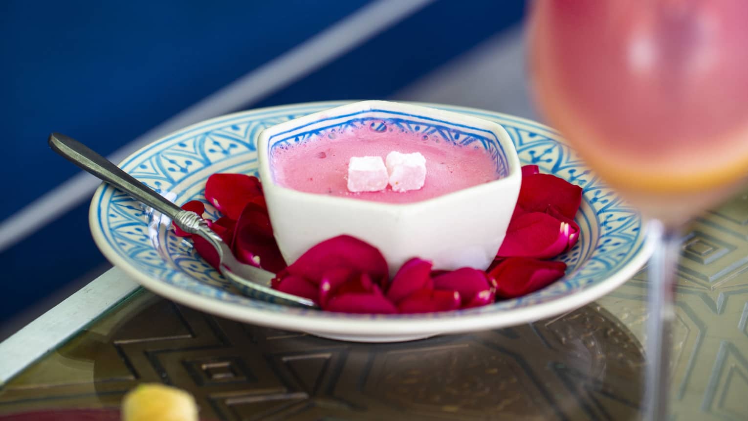 A colorful dish sits on a table at Al Barakat