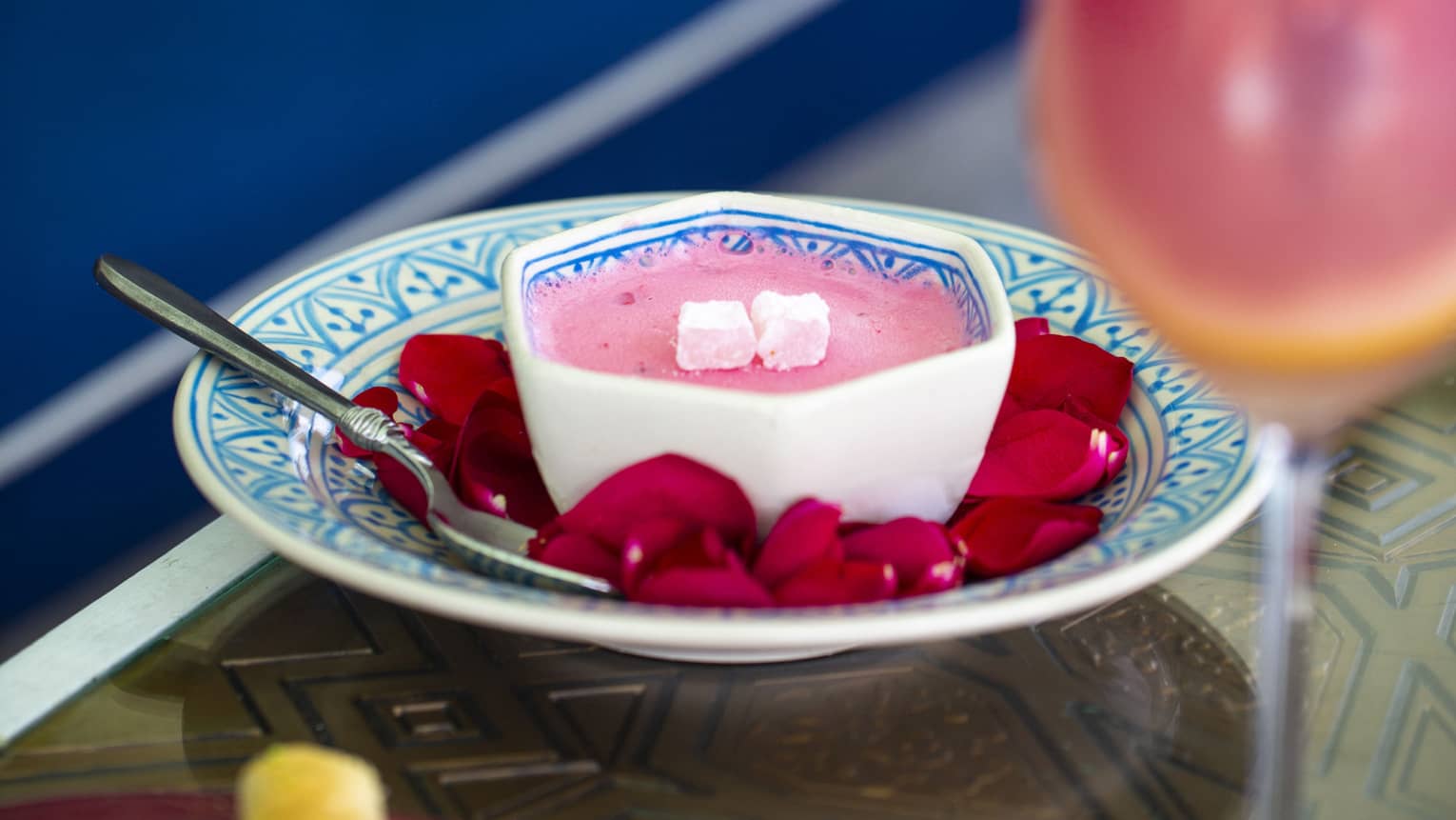A colorful dish sits on a table at Al Barakat