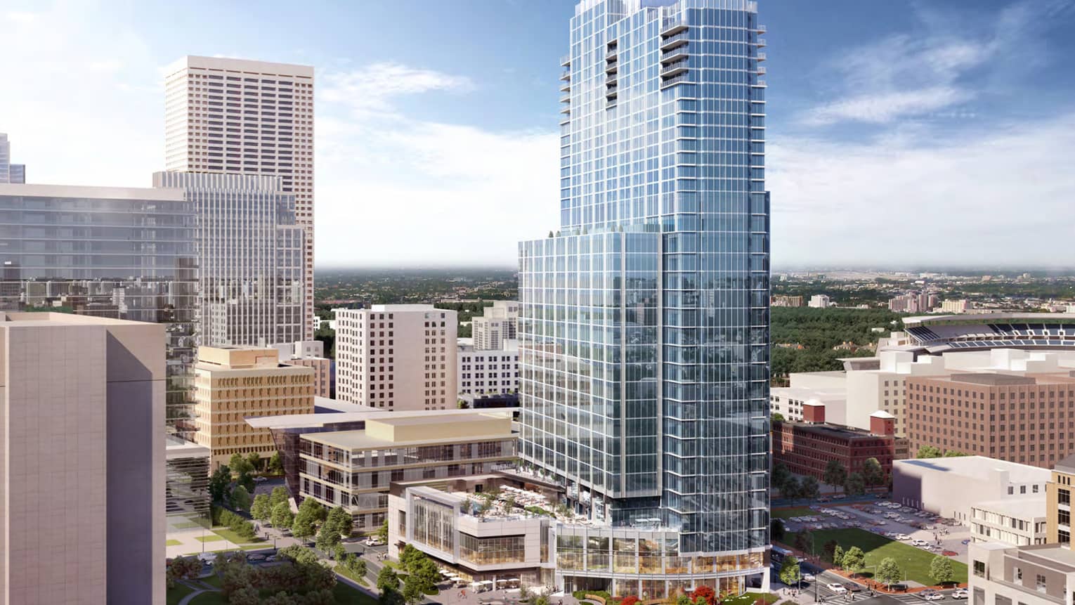 Rendering of Four Seasons Hotel Minneapolis building in city