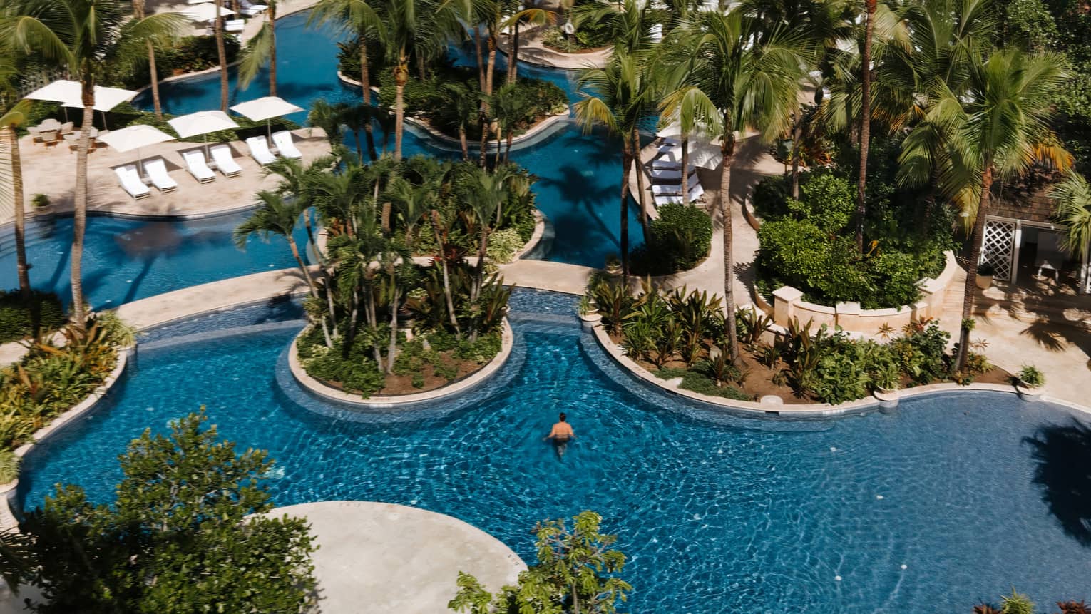 Tropical resort pool with beach and ocean view