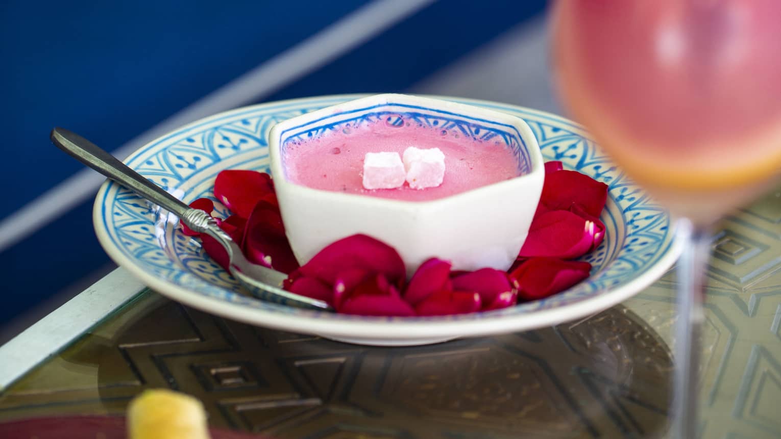 A colorful dish sits on a table at Al Barakat