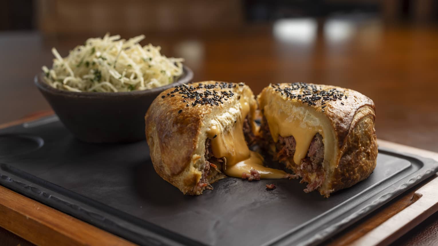 Wellington Wagyu burger served with truffle fries