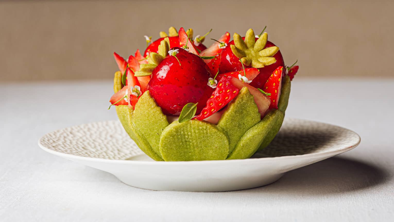 Strawberry and basil tart
