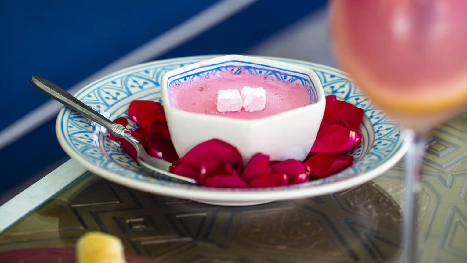 A colorful dish sits on a table at Al Barakat