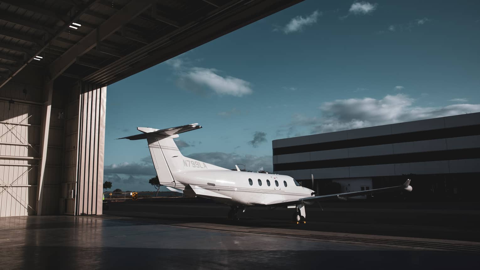 Private jet in hangar