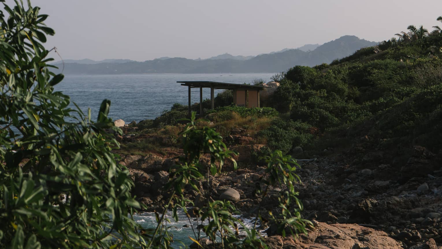 Rocky terrace overlooking ocean