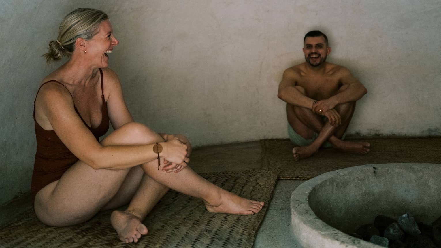 Man and woman in a sauna