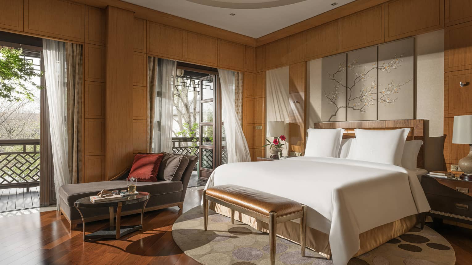 Luxury bedroom with king bed and walk-out terrace