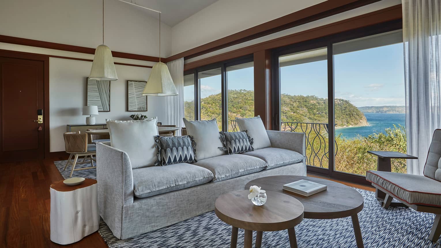 Canopy Suite Sofa and Tables with Glass Window Views