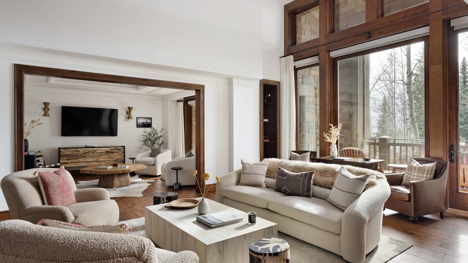 Mountain-chic private residence with spacious living room at Four Seasons Resort and Residences Jackson Hole