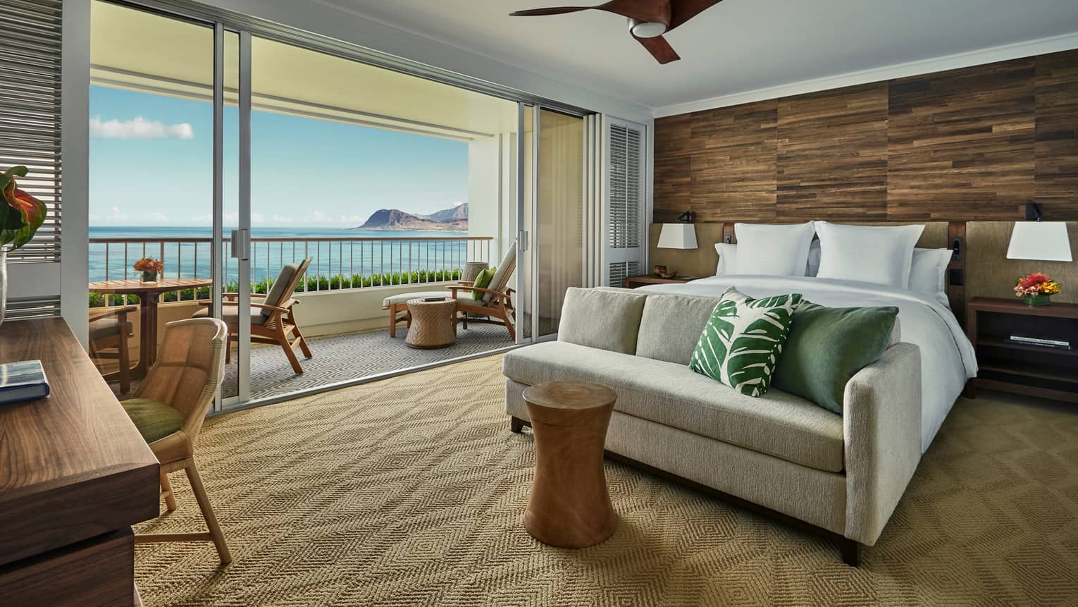 An Oceanfront King room featuring a large balcony