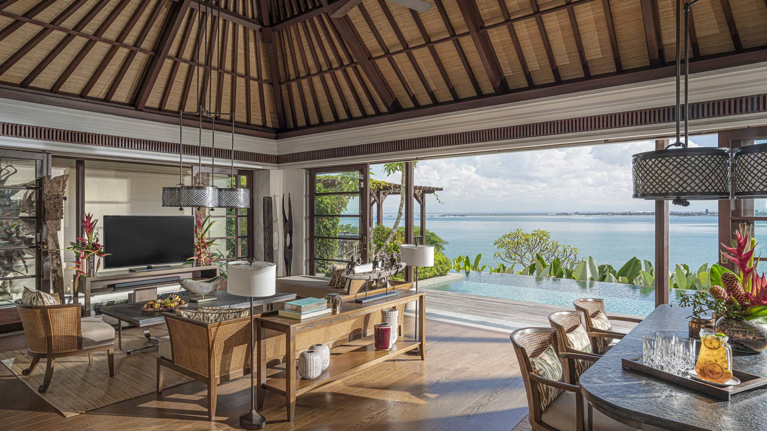 Royal Villa open-air living and dining area with ocean views