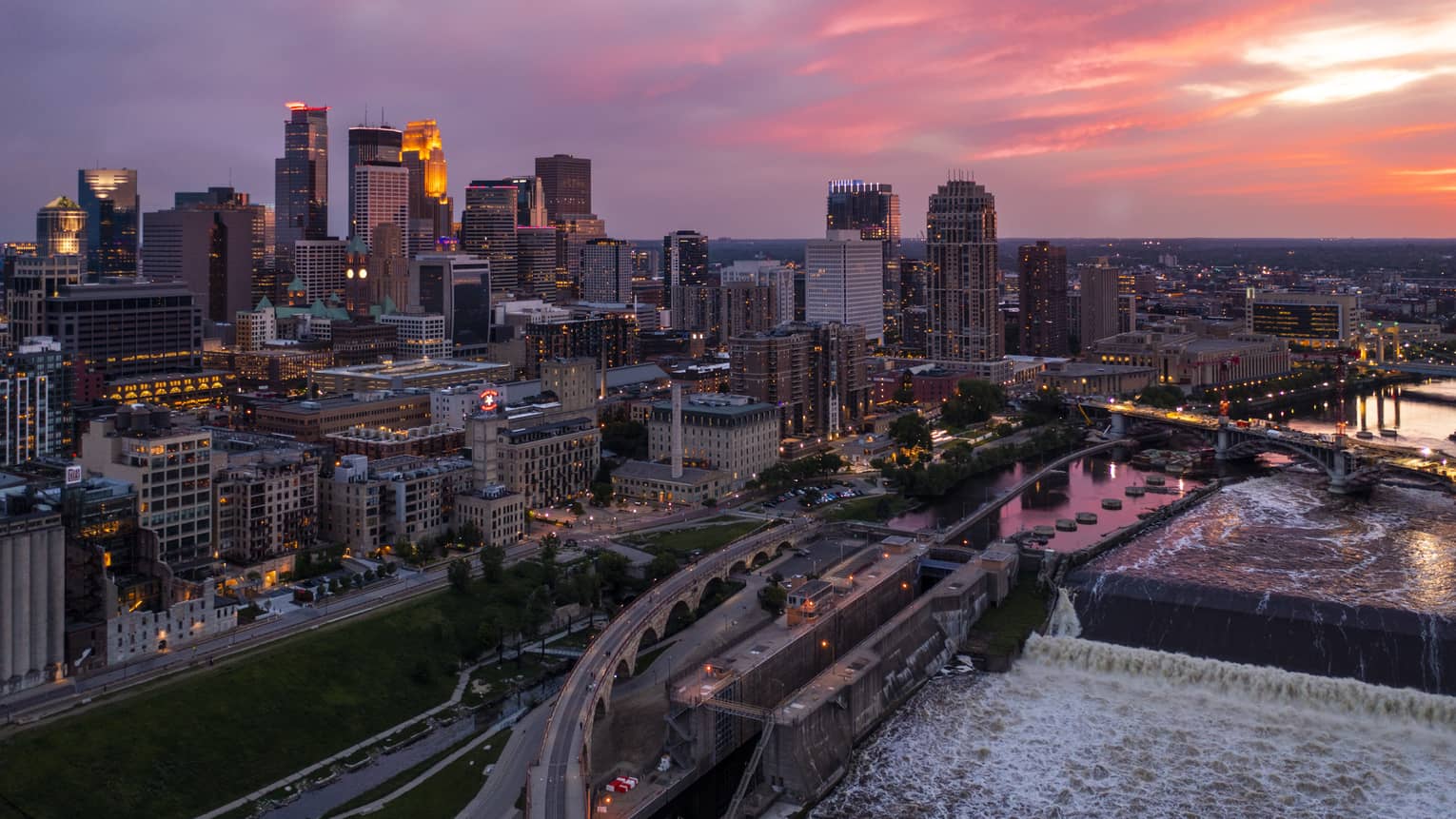 Downtown Minneapolis at dusk