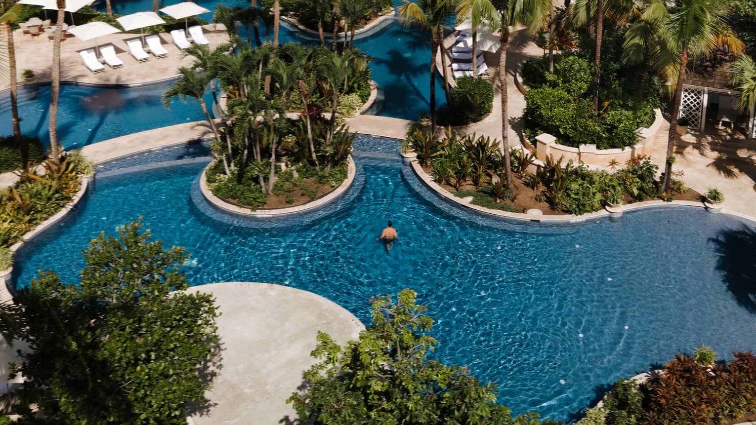 Tropical resort pool with beach and ocean view