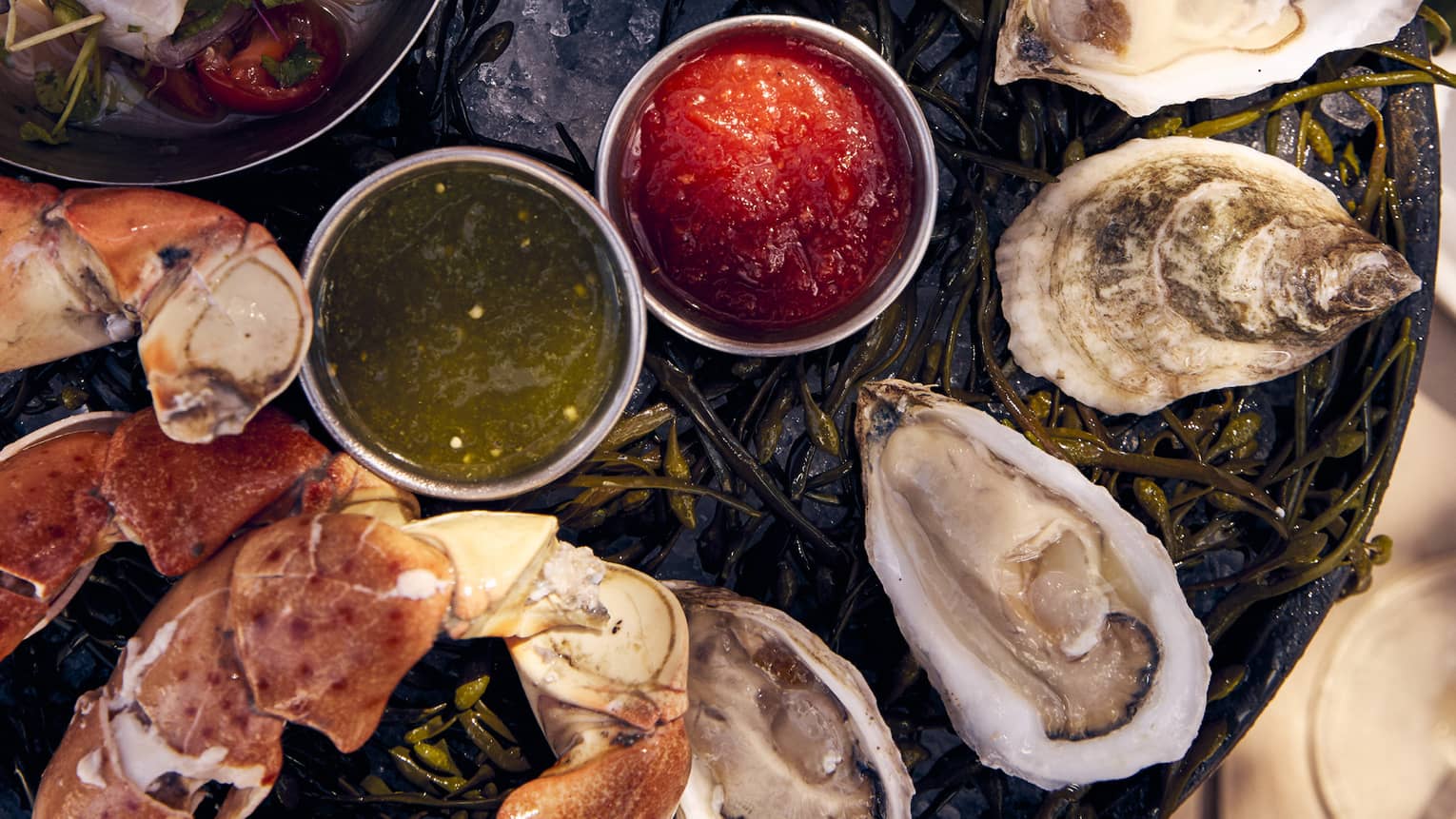 An assortment of seafood.