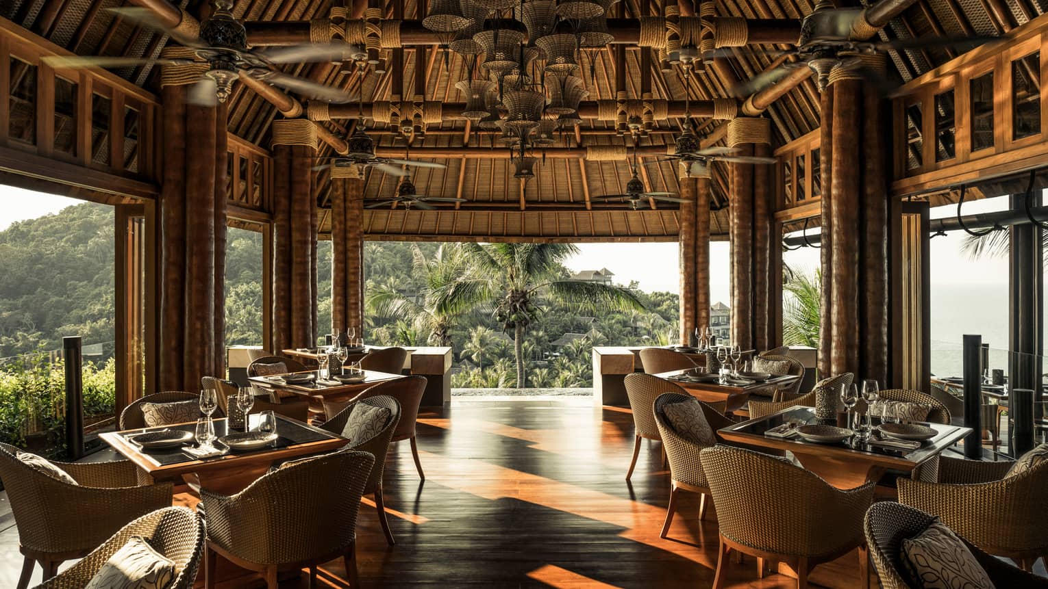Koh Thai Kitchen and Bar covered dining room with view of the island